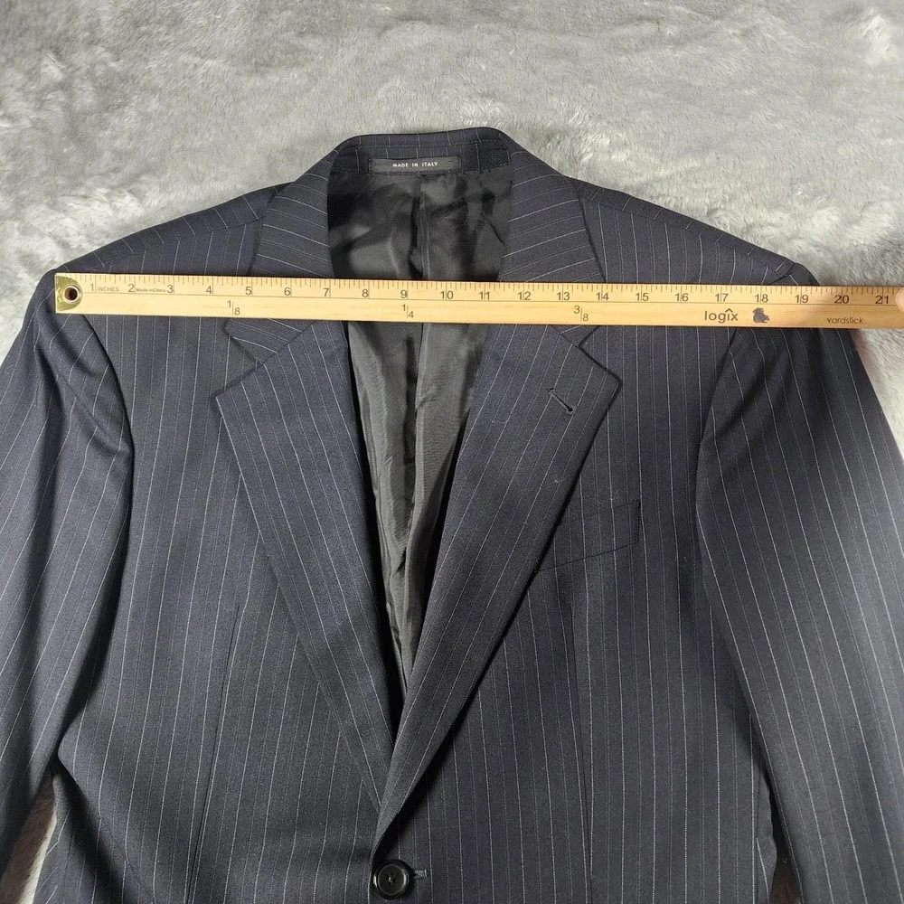 Armani‎ Collezioni Blazer Mens 40R Blue Pinstripe Wool Sport Coat Made Italy